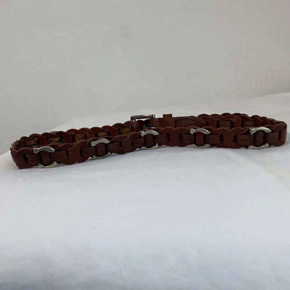 AIMEE LYNN Vintage Brown Women’s Leather Belt Leather Horseshoe bit Belt Sz M